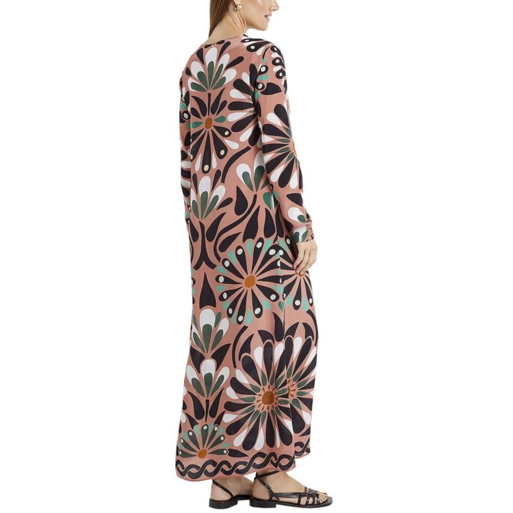 Farm Rio Womens Ainika Flowers Long Sleeve Maxi Dress Small Pink - NWT $280 - Picture 2 of 4